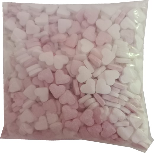 Rosa-weiße Dextrose-Fruchtherzen