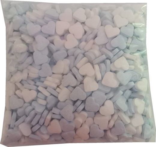 Blau-weiße Dextrose-Fruchtherzen