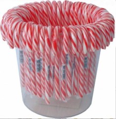 Zuckerstange Schirme gebogen rot gestreift